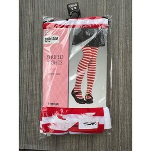 Amscan Child SM Red White Striped Tights Kids Costume Hosiery 844815 Up to 65lbs